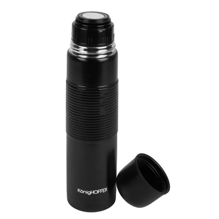 Könighoffer, Alpha, termos nierdzewny z silikonowym uchwytem, czarny, 1l