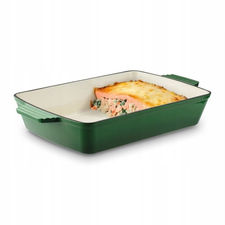 Könighoffer, brytfanna żeliwna, emaliowana, szmaragdowa, 39-23-7 cm
