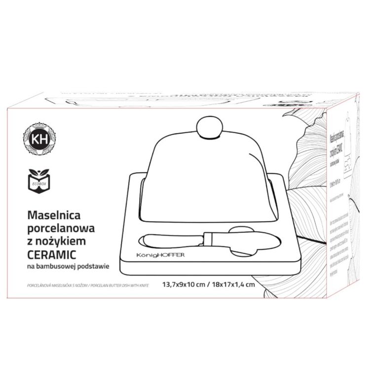Könighoffer Ceramic, maselniczka porcelanowa z nożykiem, biała, 18-17-11 cm