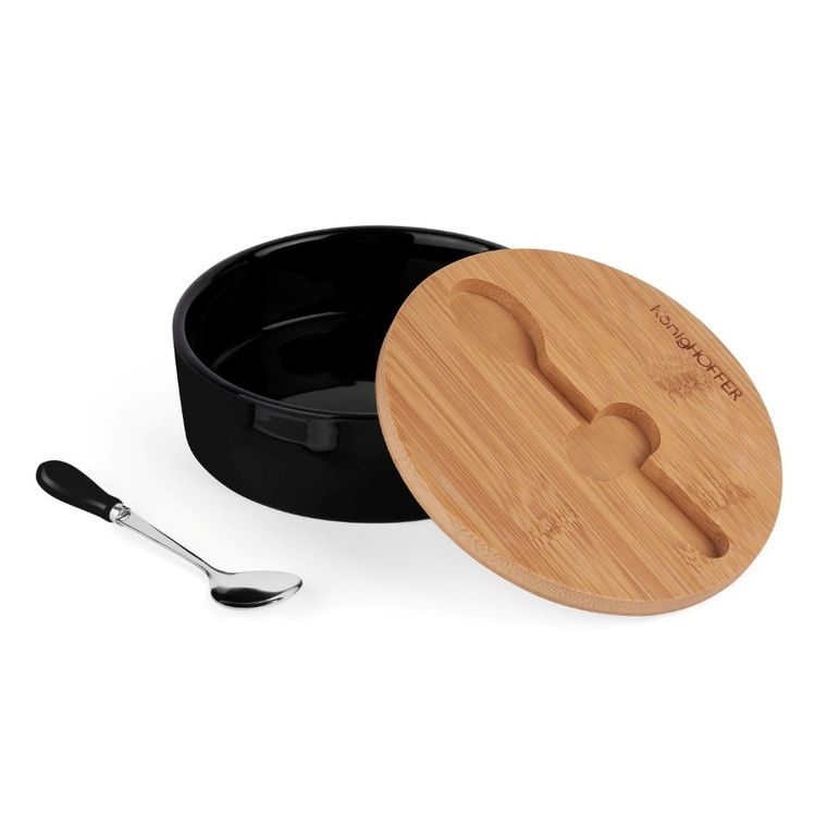 Könighoffer, cukiernica z bambusową pokrywą, czarna, 14,5-5 cm