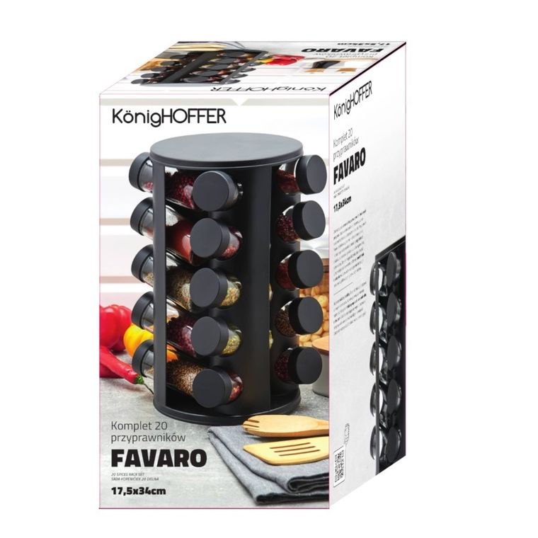 KönigHoffer, Favaro Black, komplet przyprawników, 17-31 cm, 20 szt.