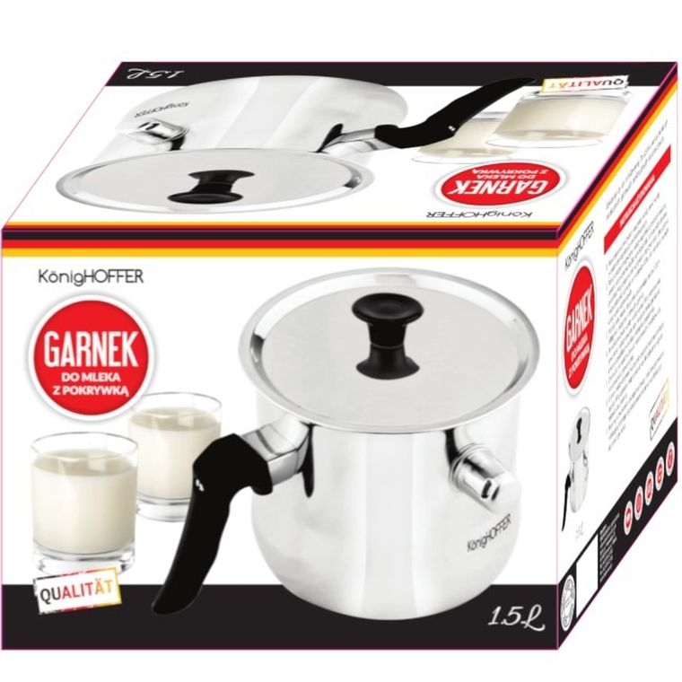 KönigHoffer, garnek do mleka z gwizdkiem i pokrywką, indukcja, 1,5l