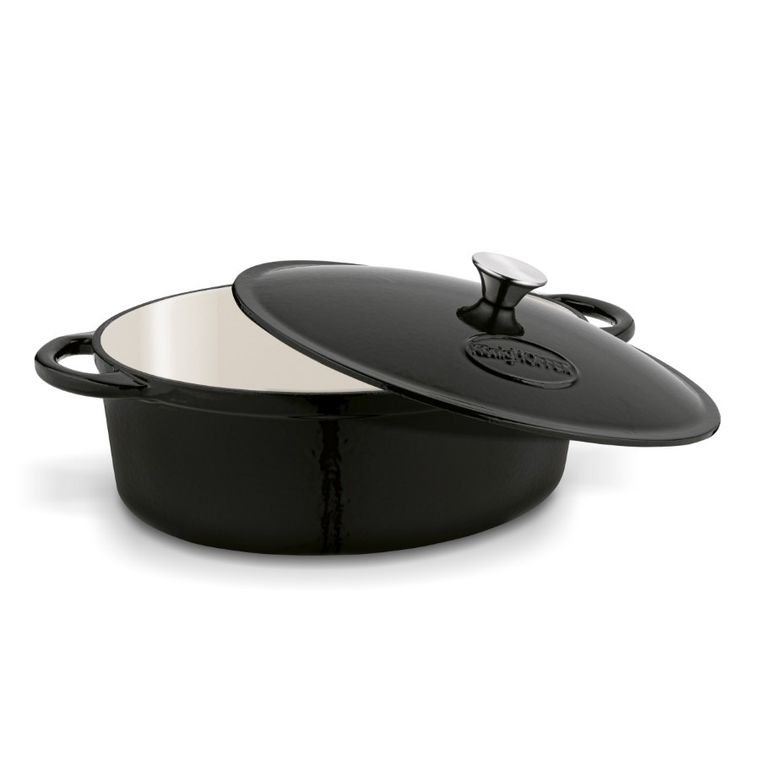 KönigHoffer, gęsiarka owalna, żeliwna, emaliowana, natural, czarny połysk, 6,4l, 32,5-25-11,8 cm