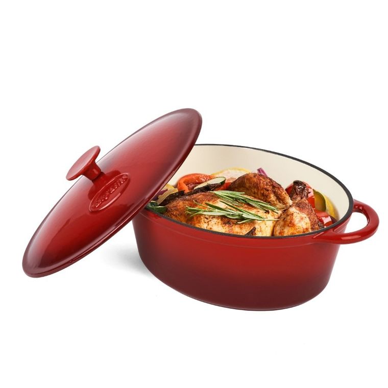 Könighoffer, gęsiarka żeliwna, emaliowana, owalna, czerwona, 4 l, 26-21-11,2 cm