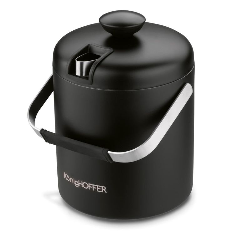 Könighoffer, Lugo, wiaderko do lodu ze szczypcami, czarny mat, 1,3l