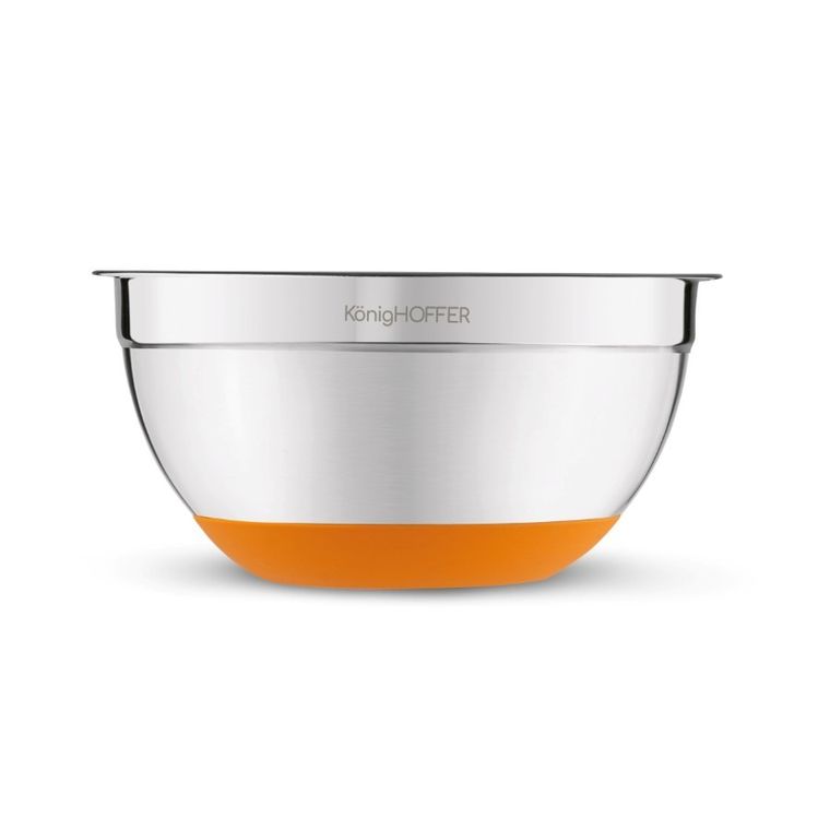 Könighoffer, miska nierdzewna satynowa, silikonowa podstawa, pomarańczowa, 24-11 cm