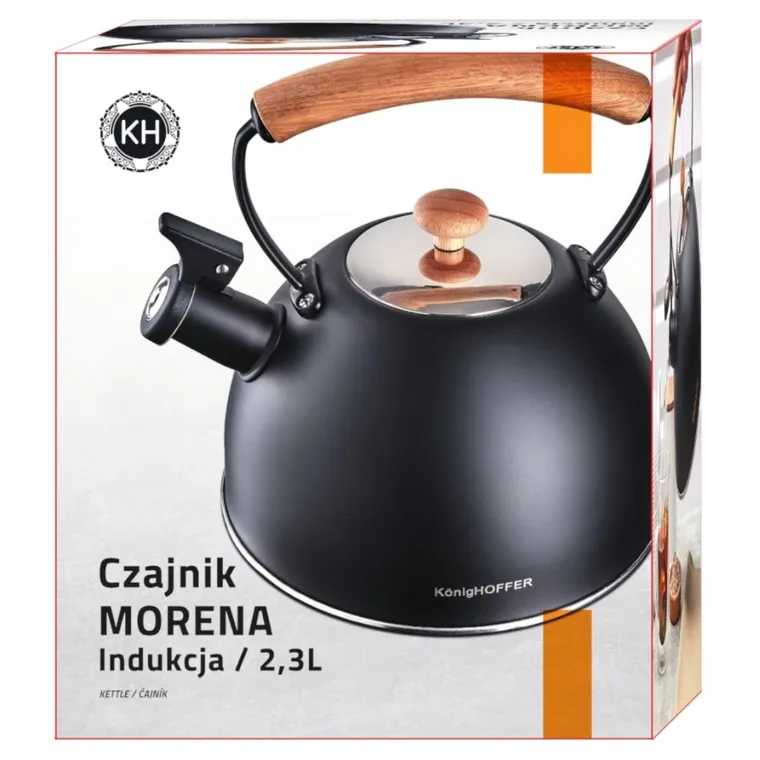 Könighoffer, Morena, czajnik, czarny + drewniana rączka, 2,3l, indukcja