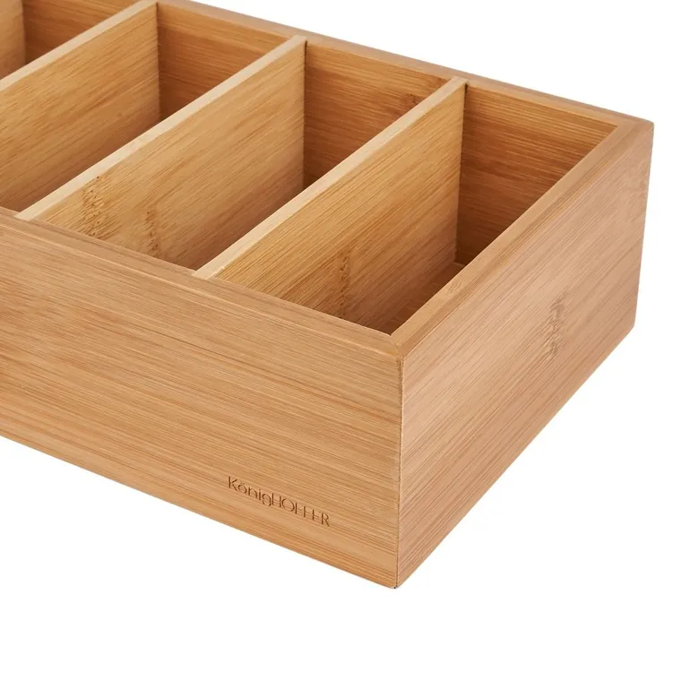 KönigHoffer, organizer bambusowy na przyprawy, 6 przegródek, 15-35-7 cm