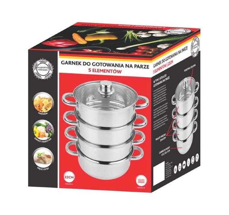 KönigHoffer, Senso, garnek do gotowania na parze, 5 elementy, 22 cm