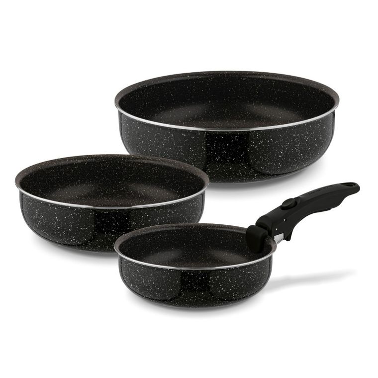 Könighoffer, Spinel Marble, komplet patelni, 20/24/28+ odpinana rączka, indukcja