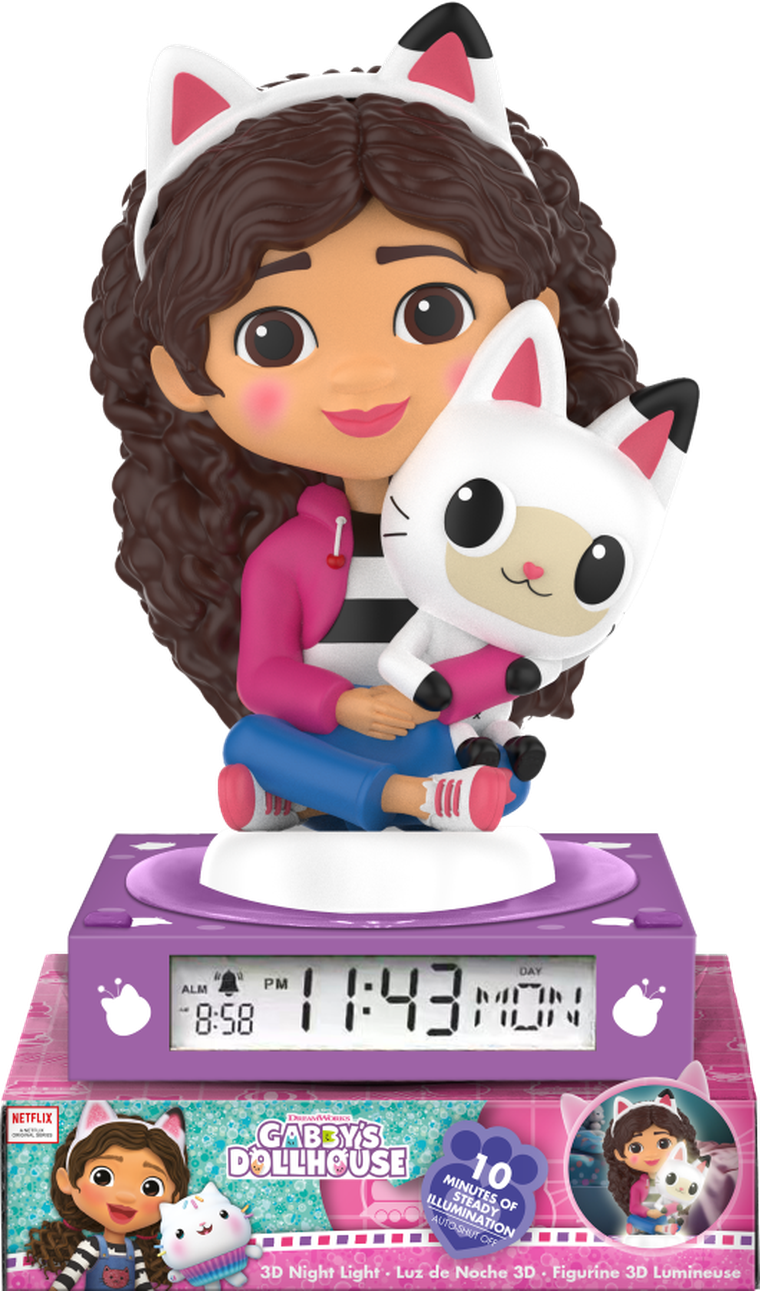 Koci Domek Gabi, lampka 3D z budzikiem