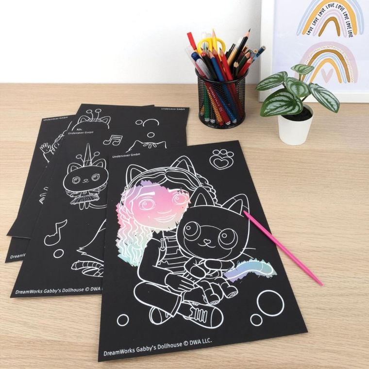 Koci Domek Gabi, wydrapywanki, zestaw zdrapek, 5 elementów