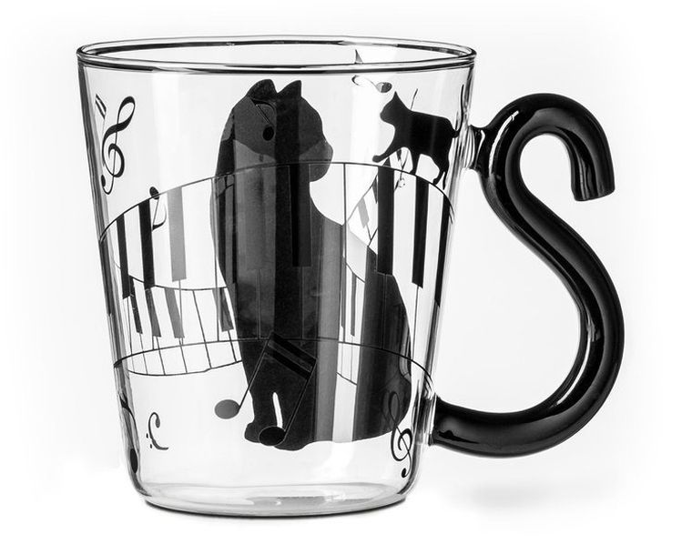 Kocia szklanka z ogonkiem, czarny