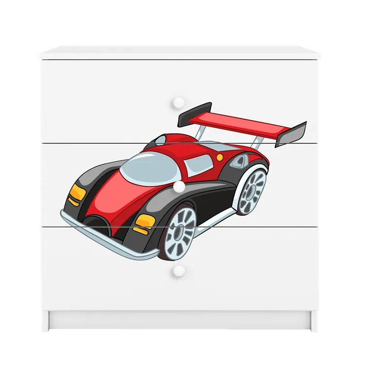 Kocot Kids, Babydreams, komoda, biała, auto wyścigowe