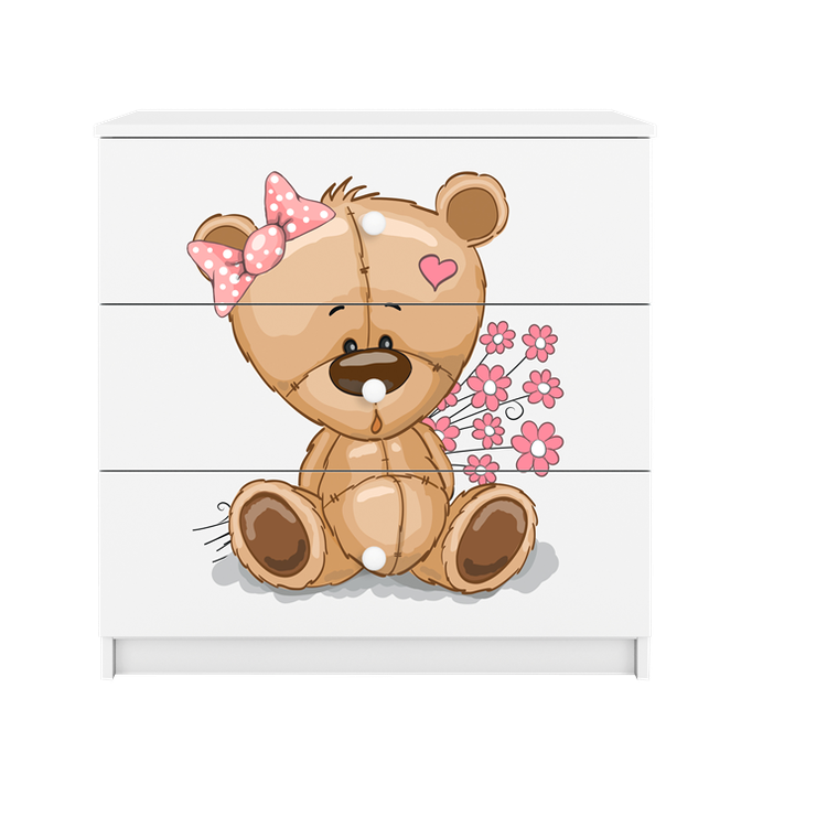 Kocot Kids, Babydreams, komoda, biała, miś kwiatki