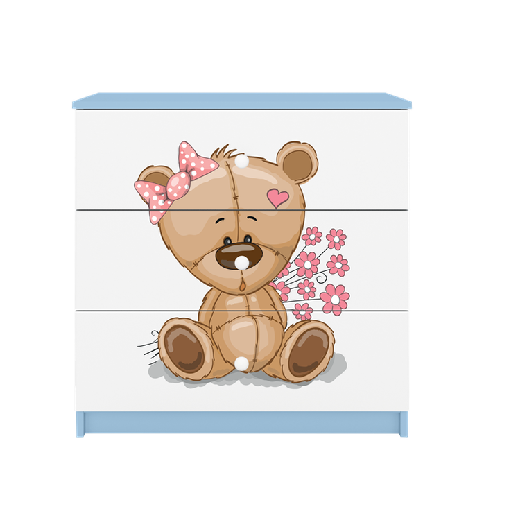 Kocot Kids, Babydreams, komoda, niebieska, miś kwiatki