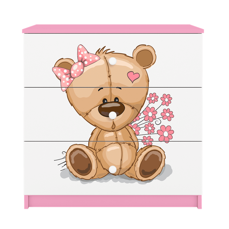 Kocot Kids, Babydreams, komoda, różowa, miś kwiatki