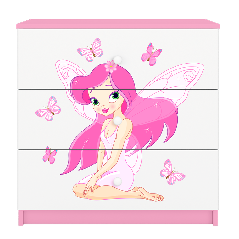 Kocot Kids, Babydreams, komoda, różowa, wróżka z motylkami