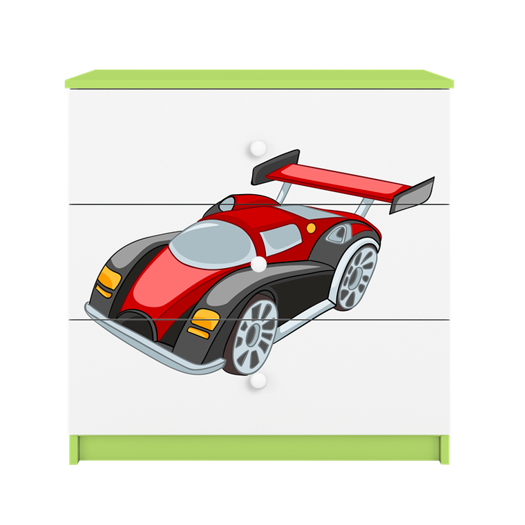 Kocot Kids, Babydreams, komoda, zielona, auto wyścigowe