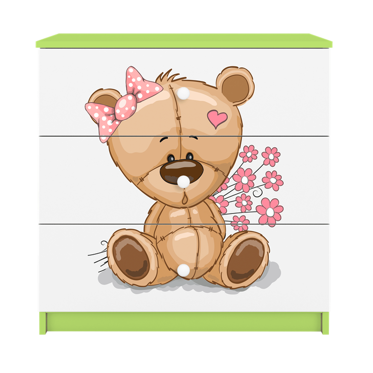 Kocot Kids, Babydreams, komoda, zielona, miś kwiatki