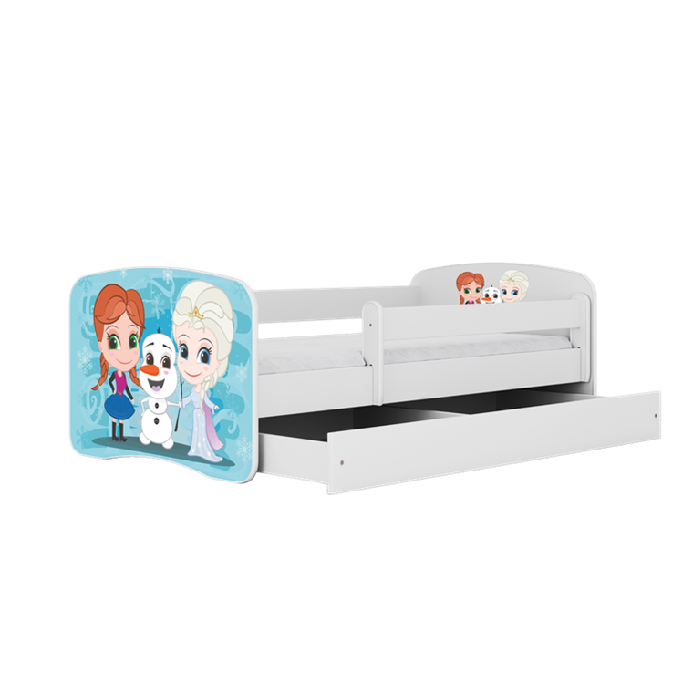 Kocot Kids, Babydreams, łóżko z materacem, białe, zimowe księżniczki, 80-180 cm