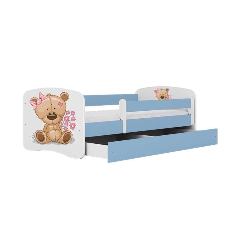 Kocot Kids, Babydreams, łóżko z materacem, niebieskie, miś kwiatki, 70-140 cm