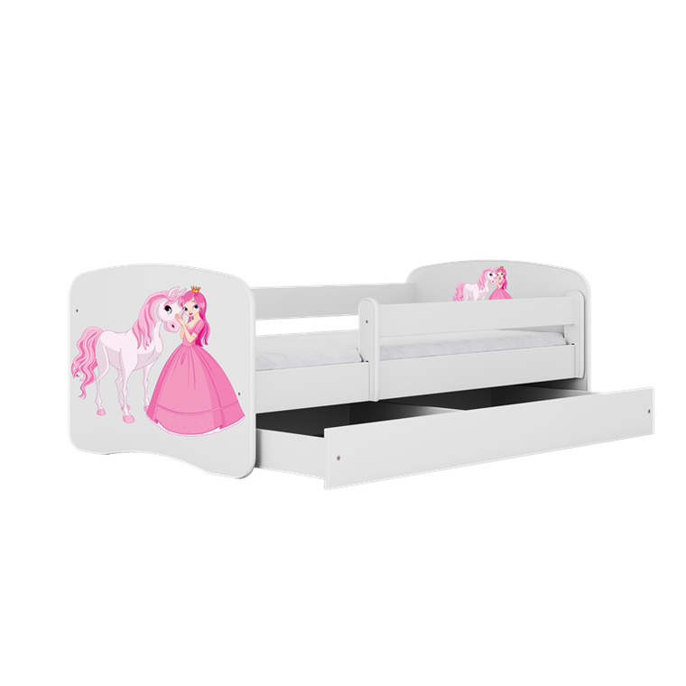 Kocot Kids, Babydreams, łóżko z szufladą, białe, księżniczka konik, 80-160 cm