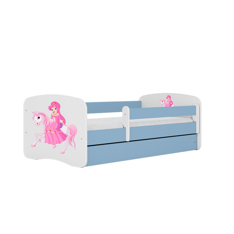 Kocot Kids, Babydreams, łóżko z szufladą, niebieskie, księżniczka na koniku, 80-160 cm