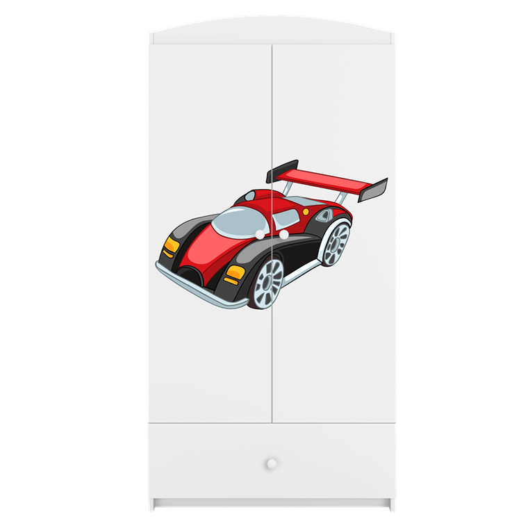 Kocot Kids, Babydreams, szafa, biała, auto wyścigowe, 181.2-52-90 cm
