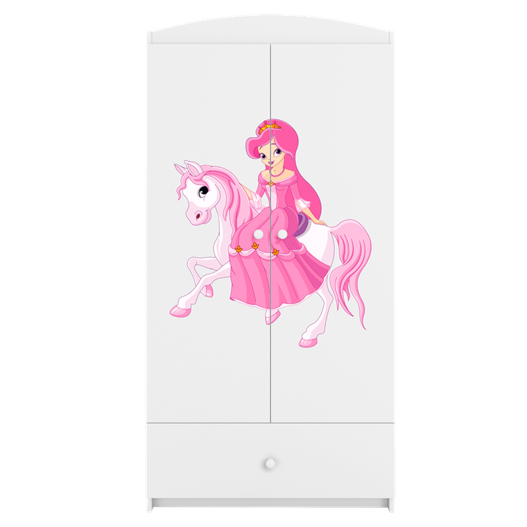 Kocot Kids, Babydreams, szafa, biała, księżniczka na koniku, 181.2-52-90 cm