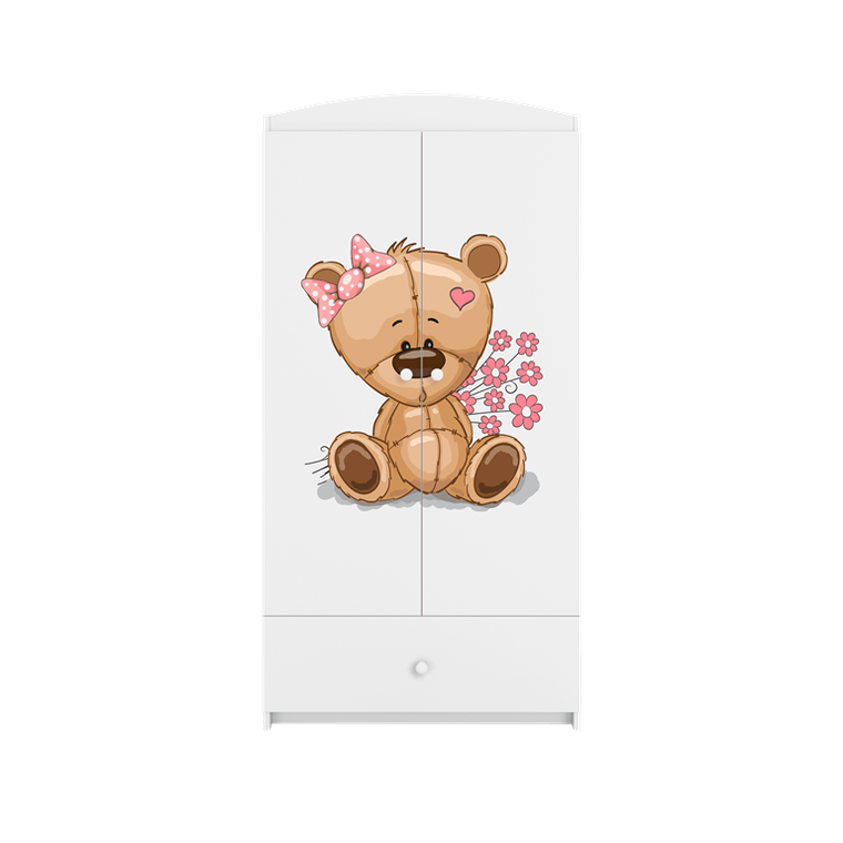 Kocot Kids, Babydreams, szafa, biała, miś kwiatki, 181.2-52-90 cm