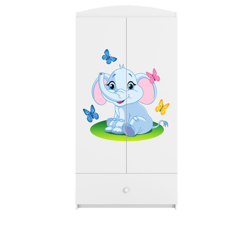 Kocot Kids, Babydreams, szafa, biała, słonik, 181.2-52-90 cm