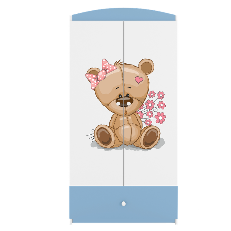 Kocot Kids, Babydreams, szafa, niebieska, miś kwiatki, 181.2-52-90 cm