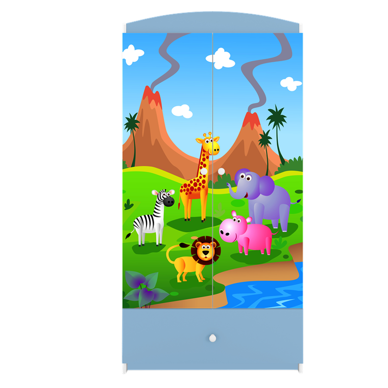 Kocot Kids, Babydreams, szafa, niebieska, safari, 181.2-52-90 cm