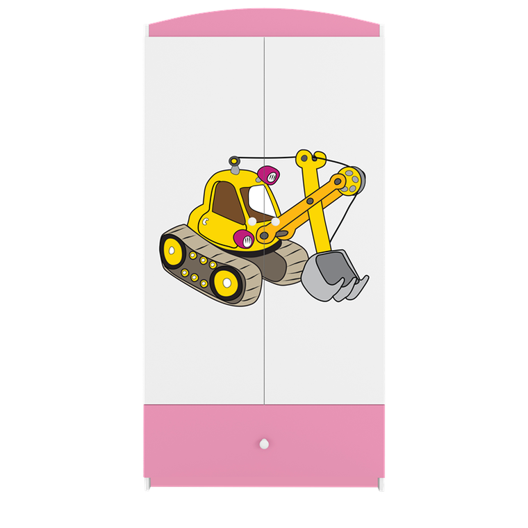 Kocot Kids, Babydreams, szafa, różowa, koparka, 181.2-52-90 cm