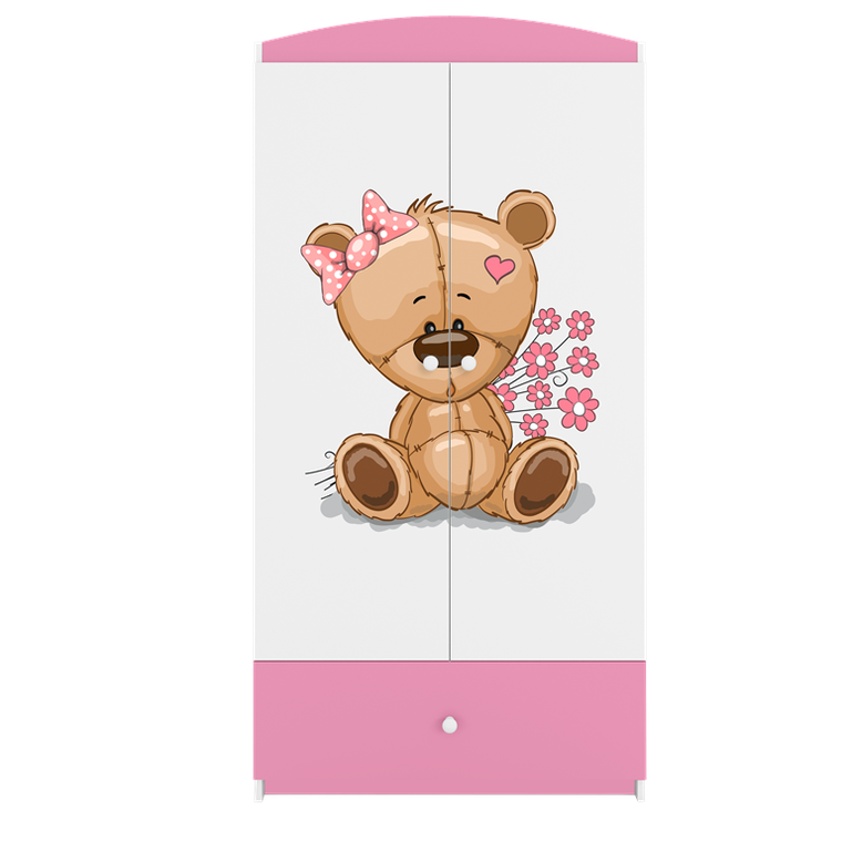 Kocot Kids, Babydreams, szafa, różowa, miś kwiatki, 181.2-52-90 cm