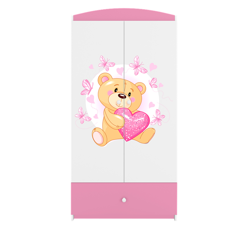 Kocot Kids, Babydreams, szafa, różowa, miś motylki, 181.2-52-90 cm