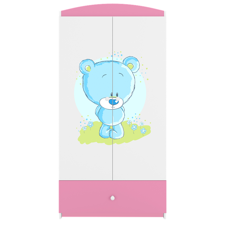 Kocot Kids, Babydreams, szafa, różowa, niebieski miś, 181.2-52-90 cm
