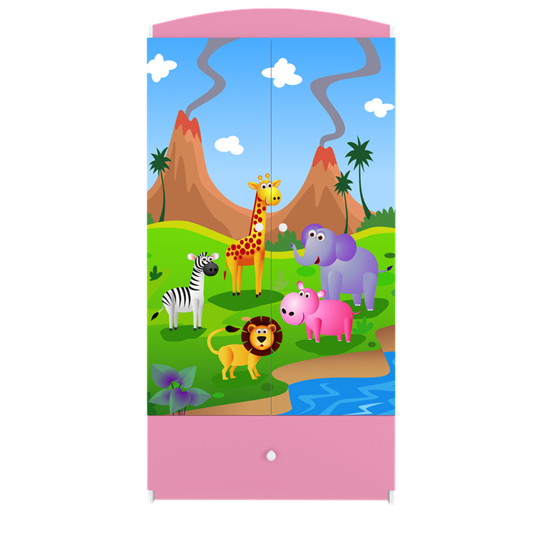 Kocot Kids, Babydreams, szafa, różowa, safari, 181.2-52-90 cm