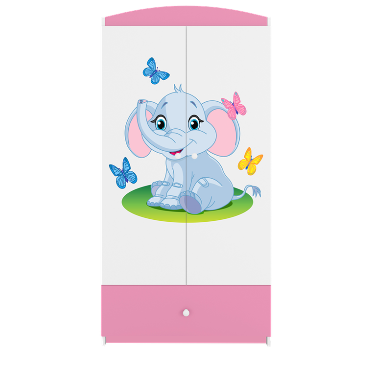 Kocot Kids, Babydreams, szafa, różowa, słonik, 181.2-52-90 cm
