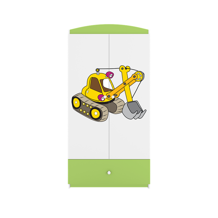 Kocot Kids, Babydreams, szafa, zielona, koparka, 181.2-52-90 cm