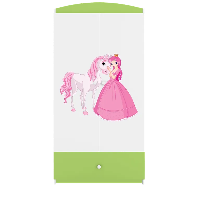 Kocot Kids, Babydreams, szafa, zielona, księżniczka konik, 181.2-52-90 cm