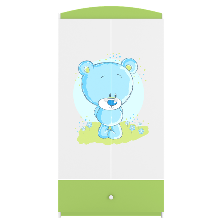Kocot Kids, Babydreams, szafa, zielona, niebieski miś, 181.2-52-90 cm