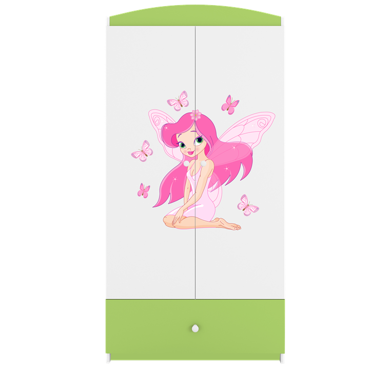 Kocot Kids, Babydreams, szafa, zielona, wróżka z motylkami, 181.2-52-90 cm