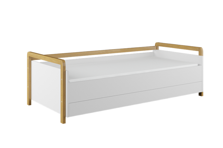 Kocot Kids, Victor, tapczan z szufladą i materacem, biały, 80-180 cm