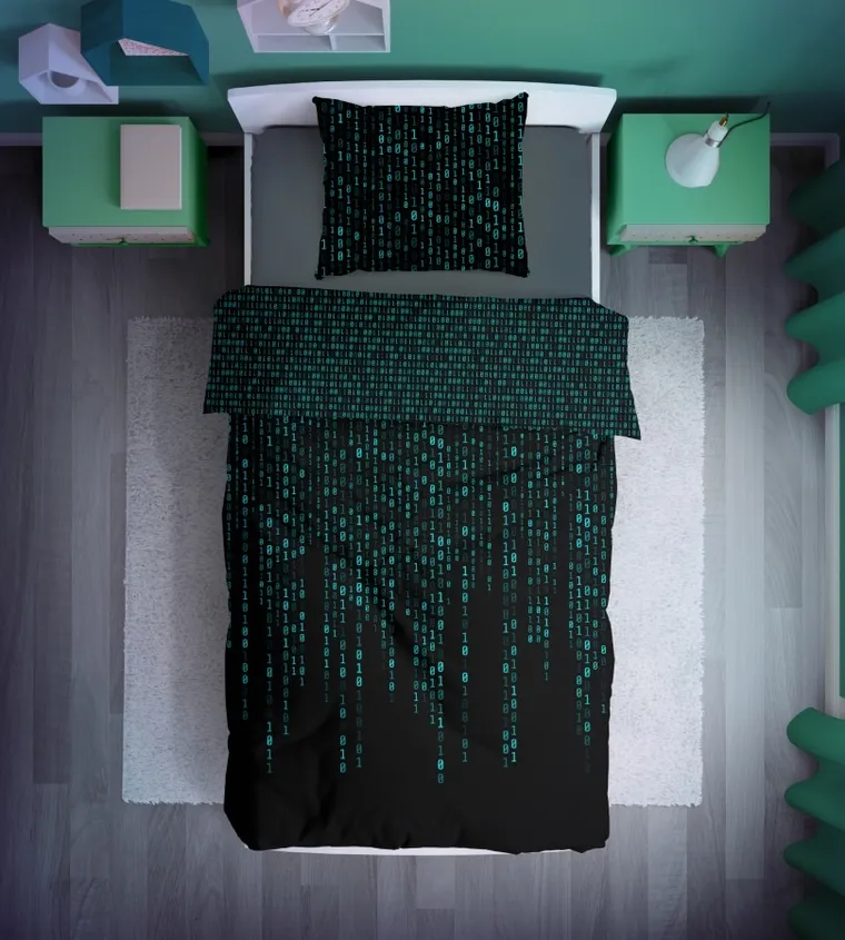 Kod, 2-częściowy komplet pościeli, świecąca w ciemności, 160-200 cm