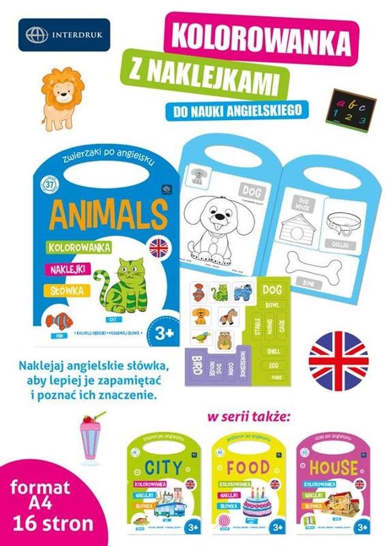 Kolorowanka z naklejkami. Angielski
