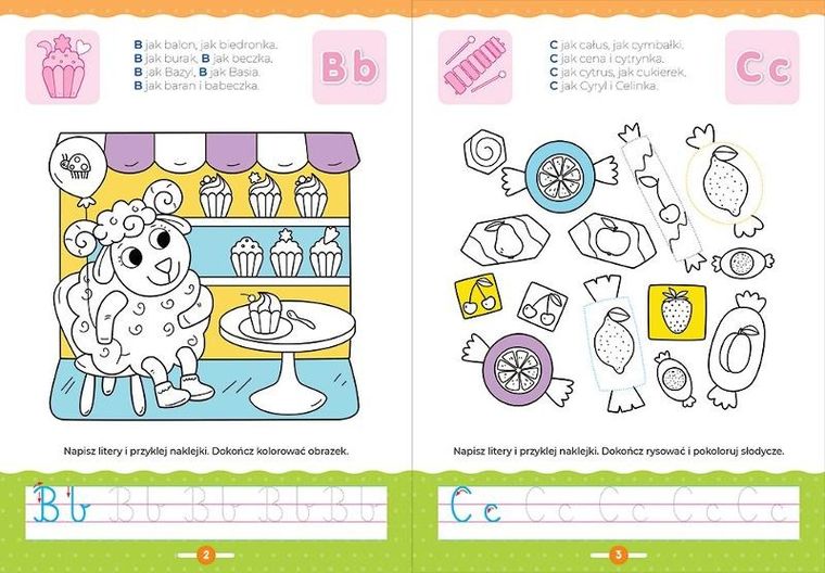 Kolorowy alfabet. Edukacyjna książeczka z naklejkami