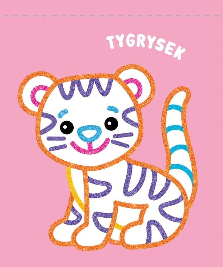 Koloruję bez wychodzenia poza linię. Brokatowy obrys. Z pieskiem