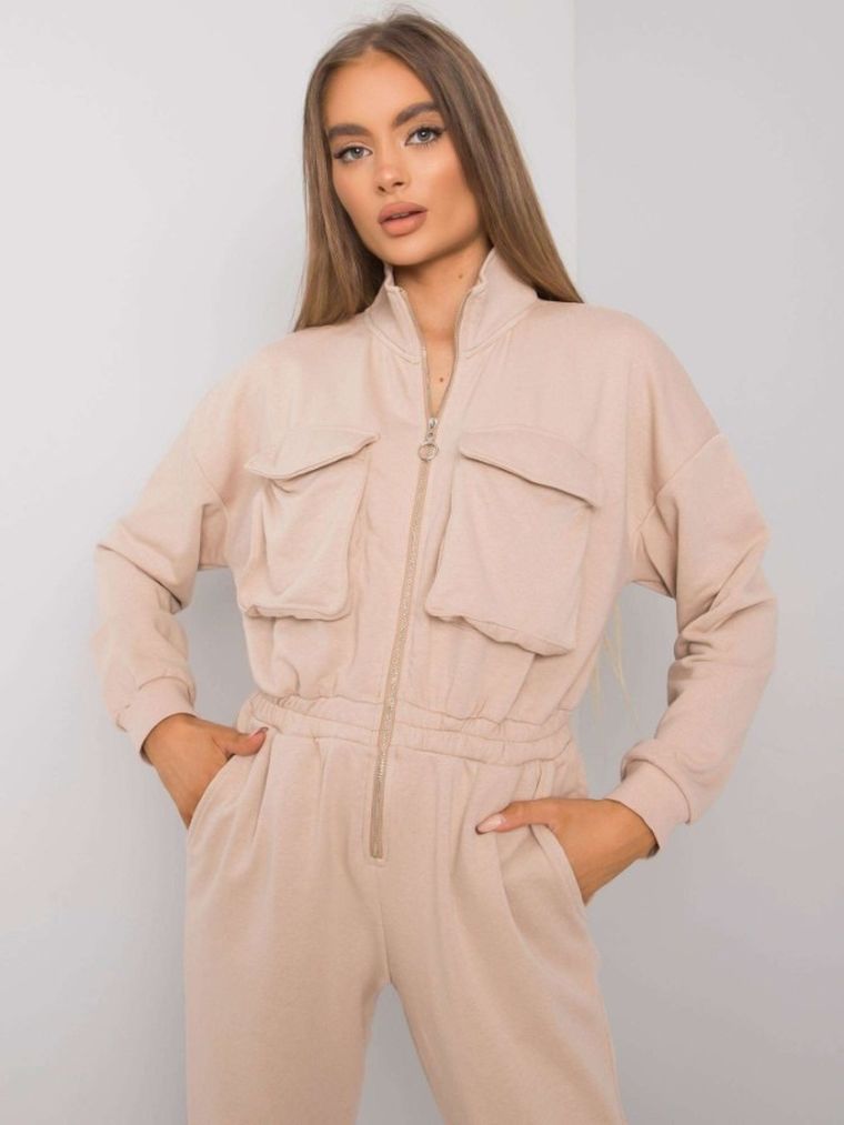 Kombinezon damski, beżowy, Ex Moda